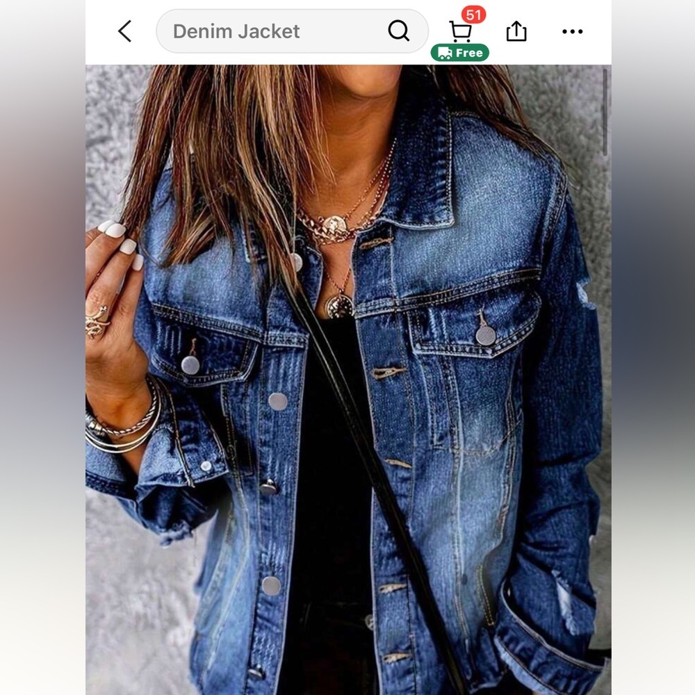 NWOT SHEIN distressed denim jacket